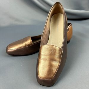 Enzo Angiolini Liberty Leather Flats 9.5 M Two Tone Bronze Gold Metallic Shoes